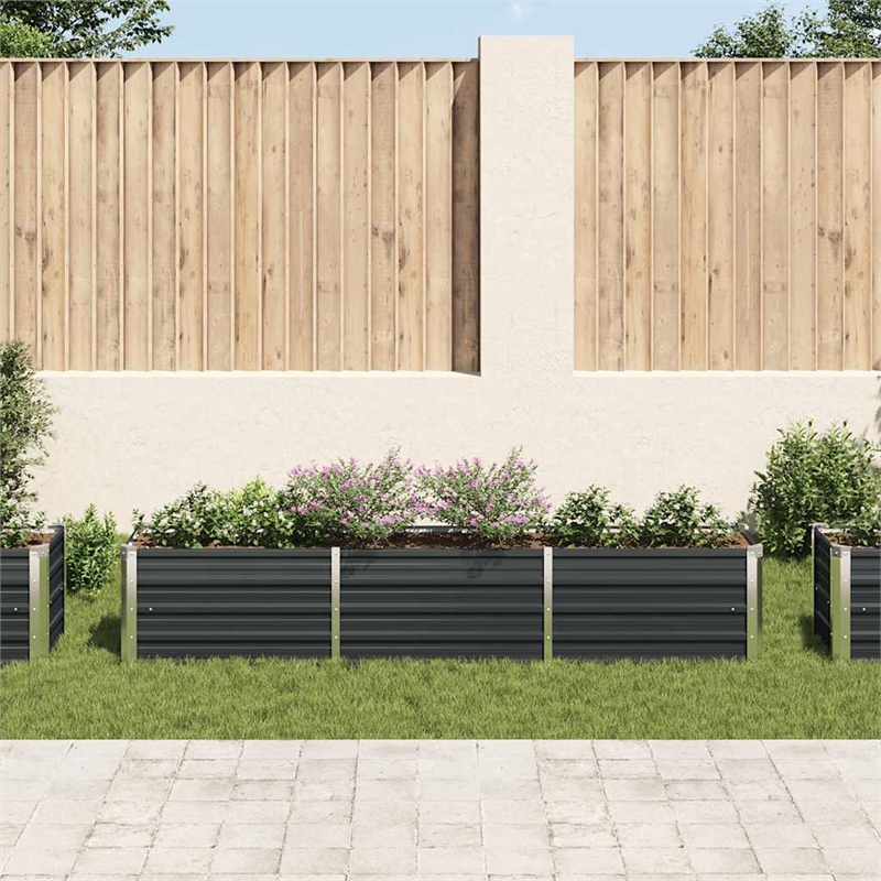 vidaXL Galvanized Steel Raised Garden Bed in Anthracite