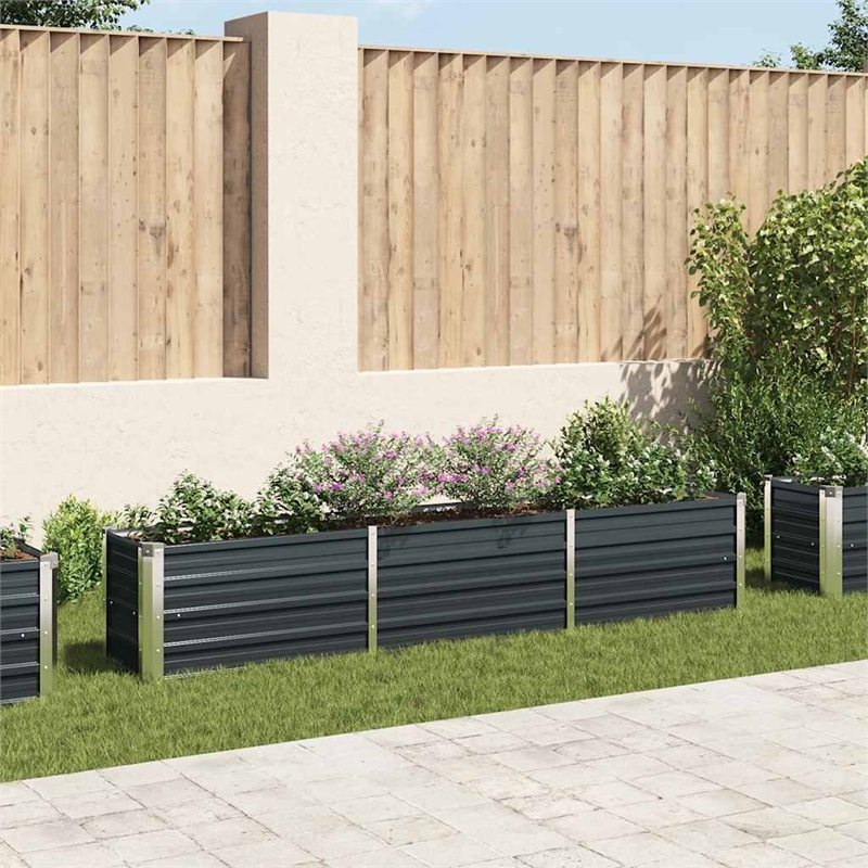 vidaXL Galvanized Steel Raised Garden Bed in Anthracite