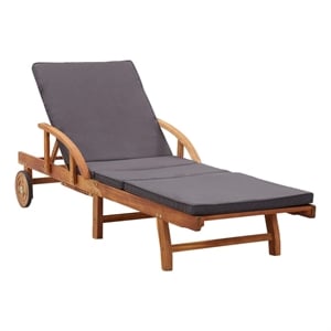 vidaXL Solid Acacia Wood Sun Lounger in Natural and Dark Gray