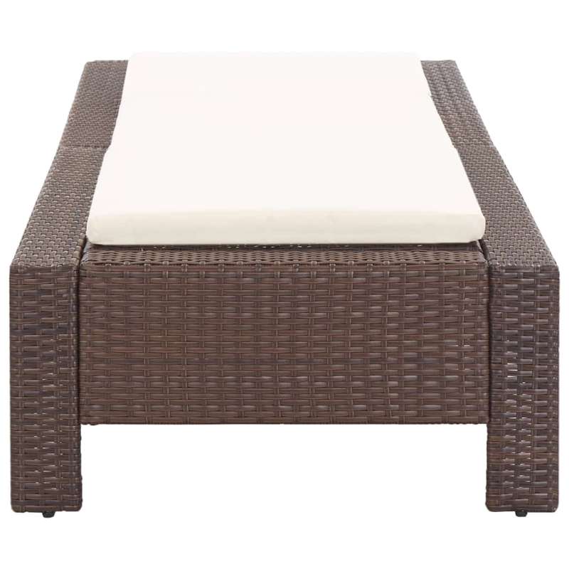 vidaXL Poly Rattan Sun Lounger in Brown Cushions