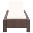 vidaXL Poly Rattan Sun Lounger in Brown Cushions