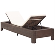 vidaXL Poly Rattan Sun Lounger in Brown Cushions