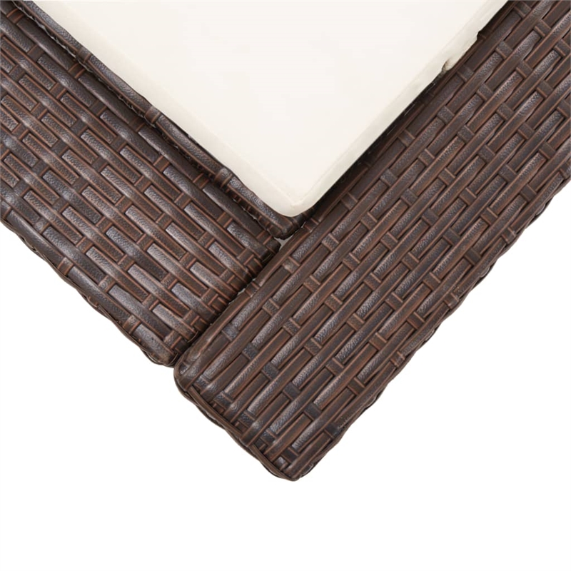 vidaXL Poly Rattan Sun Lounger in Brown Cushions