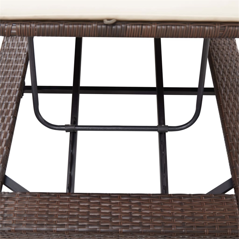 vidaXL Poly Rattan Sun Lounger in Brown Cushions