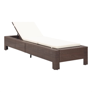 vidaXL Poly Rattan Sun Lounger in Brown Cushions