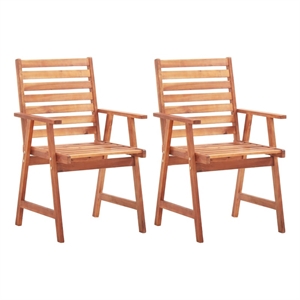 vidaXL Solid Acacia Wood Standard Outdoor Chair in Natural Wood (Set of 2)