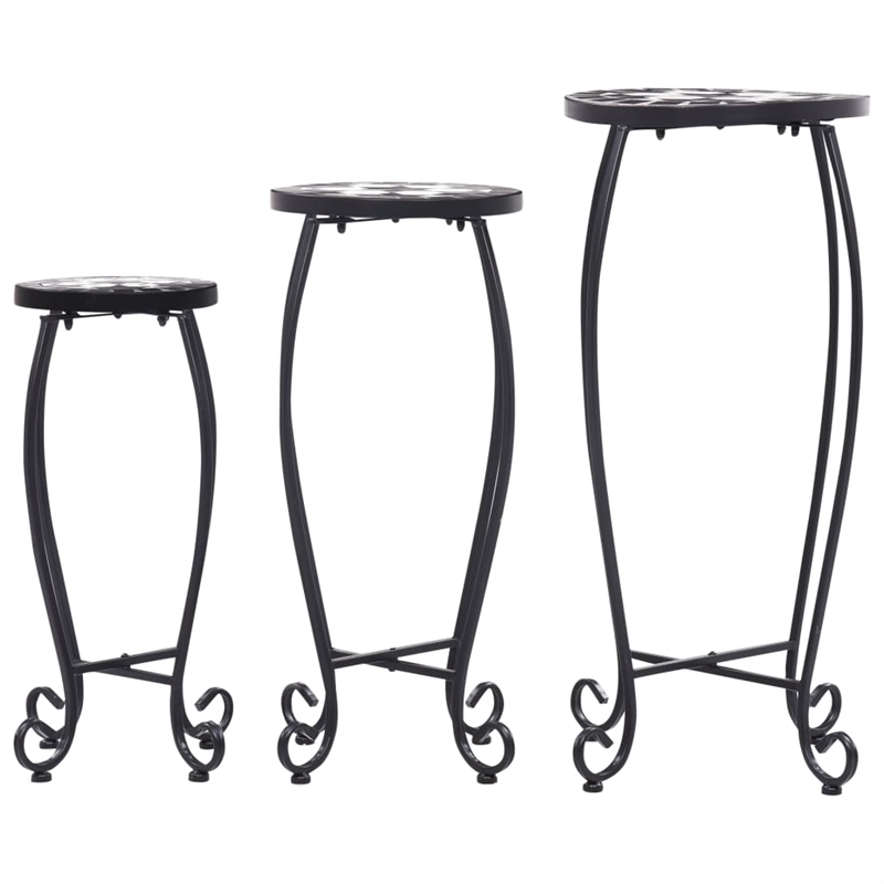 vidaXL Small Iron and ceramic Table in Black and White (Set of 3)