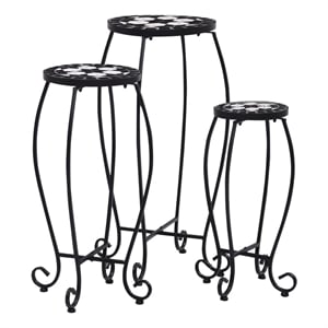 vidaXL Small Iron and ceramic Table in Black and White (Set of 3)