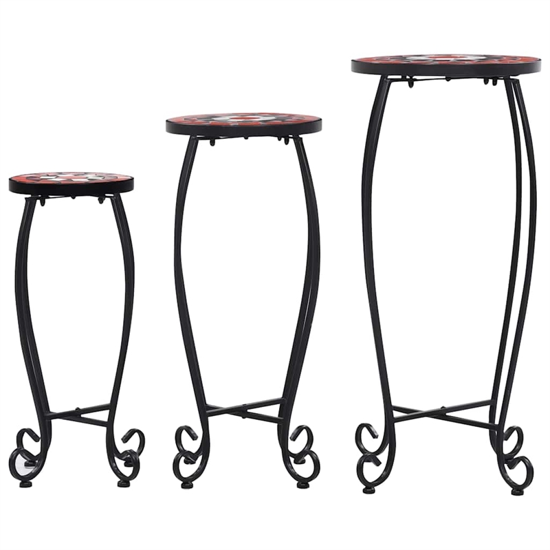 vidaXL Small Iron and ceramic Table in Terracotta and White (Set of 3)