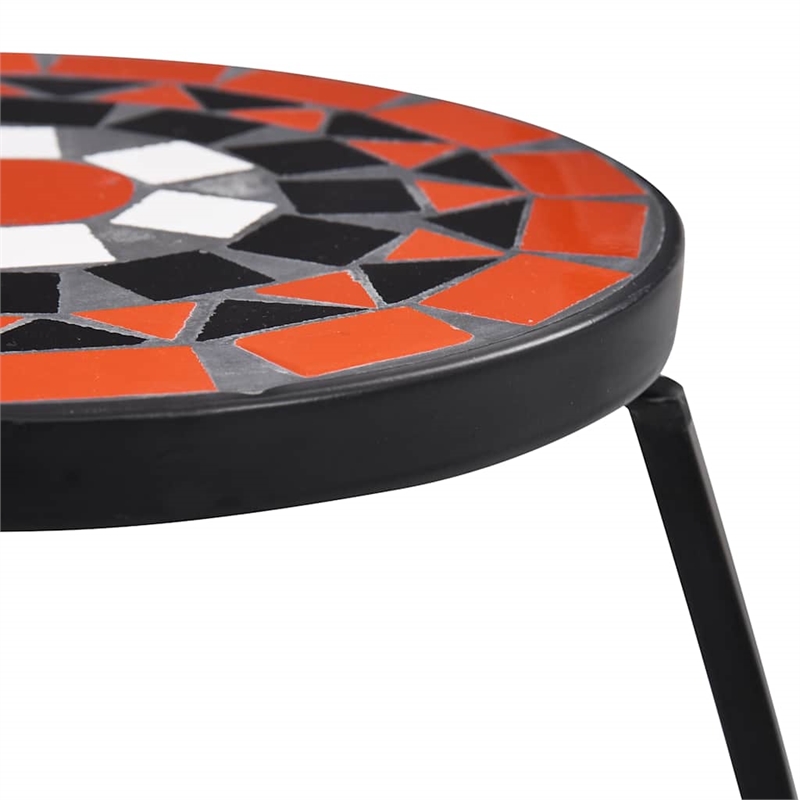 vidaXL Small Iron and ceramic Table in Terracotta and White (Set of 3)