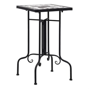 vidaXL Small Durable Mosaic Side Table in Black and White