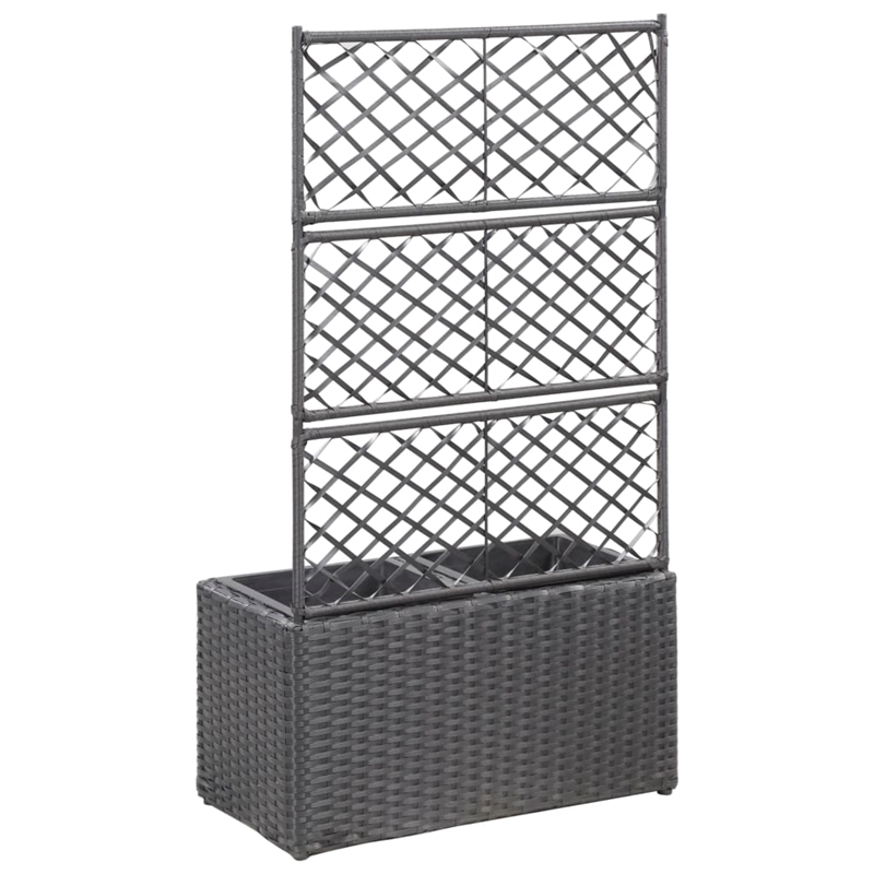 vidaXL Poly Rattan Medium Raised Garden Bed in Black
