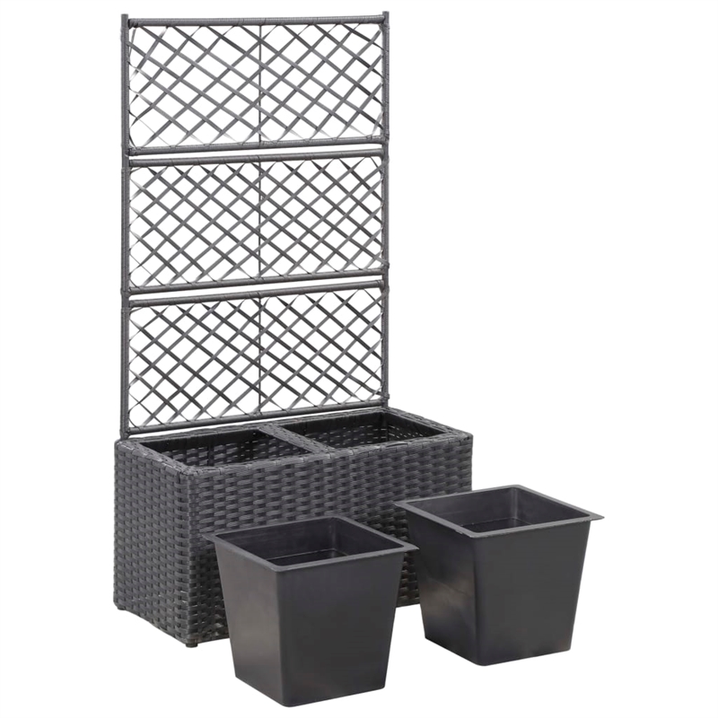 vidaXL Poly Rattan Medium Raised Garden Bed in Black