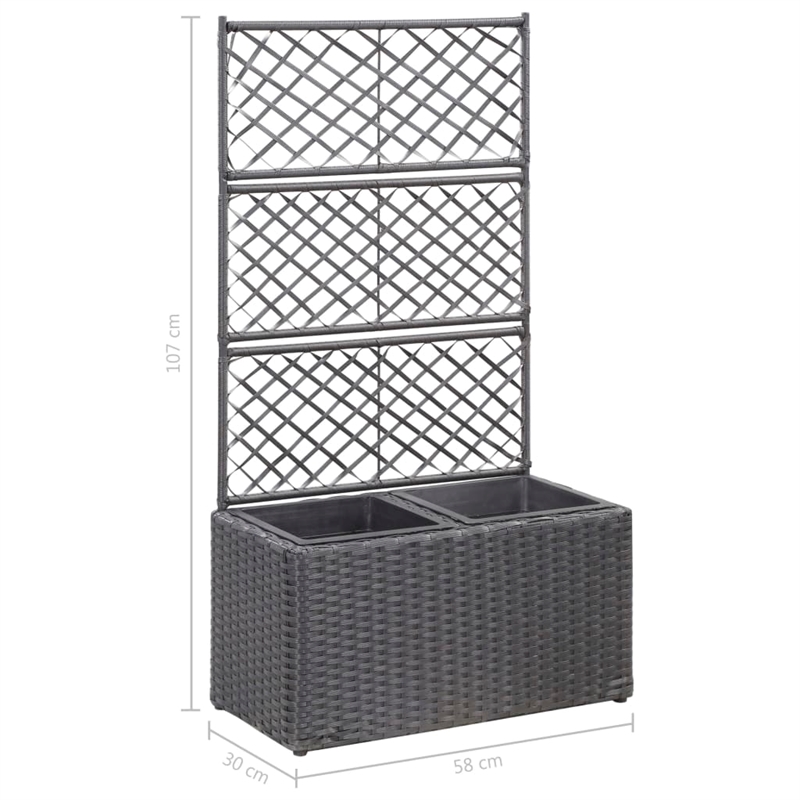 vidaXL Poly Rattan Medium Raised Garden Bed in Black