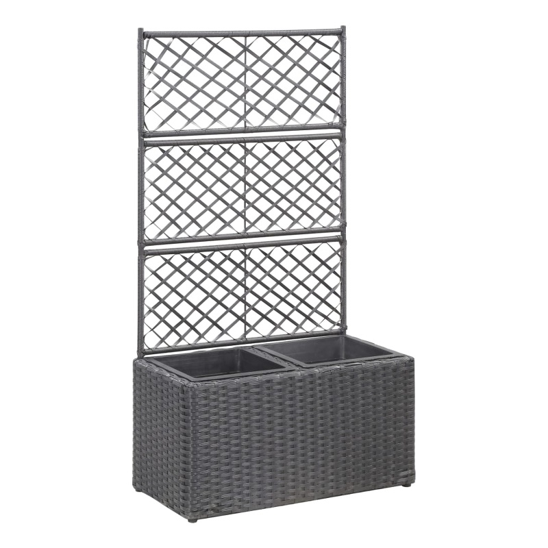 vidaXL Poly Rattan Medium Raised Garden Bed in Black