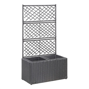 vidaXL Poly Rattan Medium Raised Garden Bed in Black
