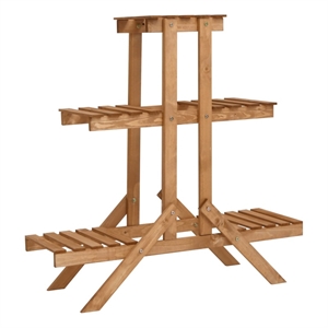 vidaXL Firwood Plant Stand in Natural