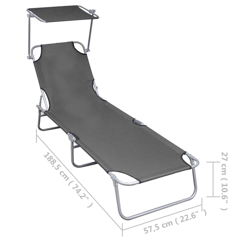 vidaXL Metal Sun Lounger in Gray