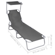 vidaXL Metal Sun Lounger in Gray