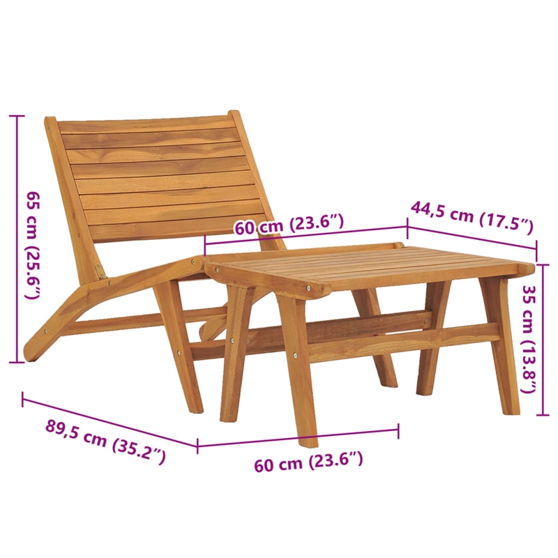 vidaXL Wooden Garden Chair in Natural Teak