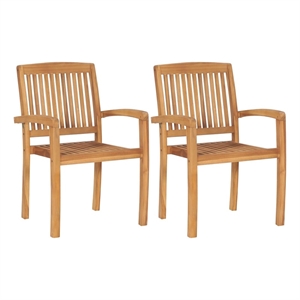 vidaXL Stacking Dining Chair in Brown(Set of 2)