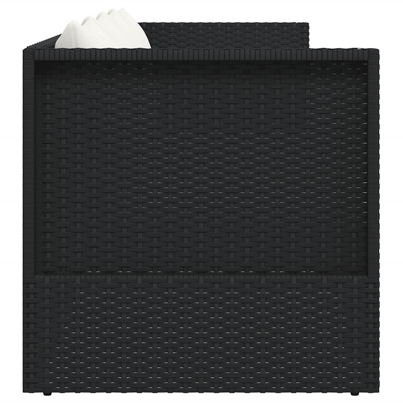 vidaXL Rattan Sun Lounger in Black and Cream White Cushions