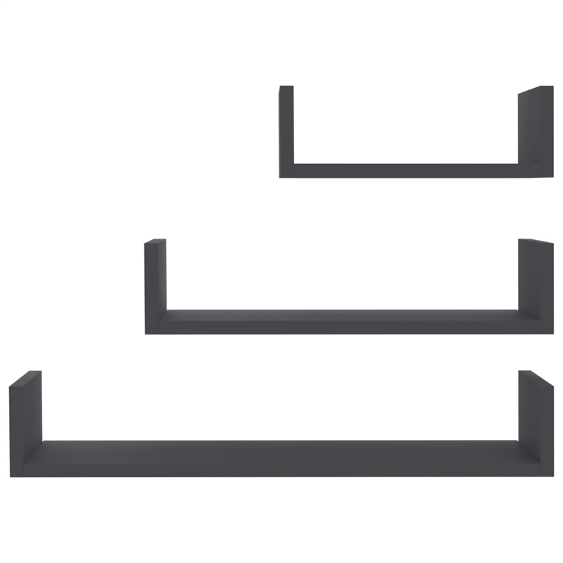 vidaXL Engineered Wood Shelf in Gray (Set of 3)