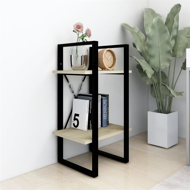 vidaXL Engineered Wood Compact Book Cabinet in Sonoma Oak/Black