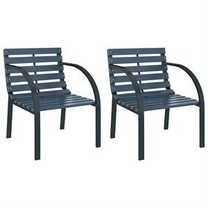 vidaXL Wood and Steel Medium Durable Garden Chair in Gray (Set of 2)