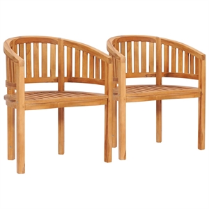 vidaXL Teak Wood Standard Garden Chair in Natural Teak (Set of 2)