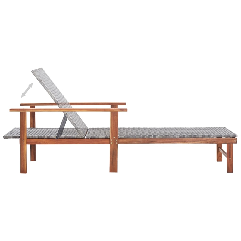 vidaXL Poly Rattan Sun Lounger in Gray