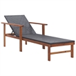 vidaXL Poly Rattan Sun Lounger in Black and Cream White Cushions