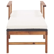 vidaXL Poly Rattan Sun Lounger in Black and Cream White Cushions