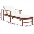 vidaXL Poly Rattan Sun Lounger in Black and Cream White Cushions