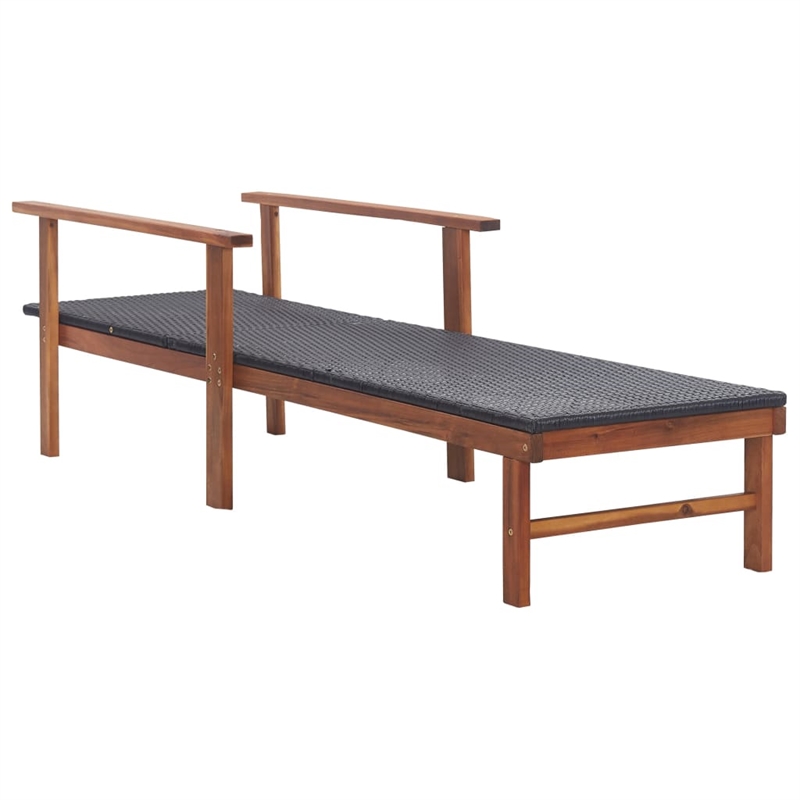 vidaXL Solid Acacia Wood Sun Lounger in Black