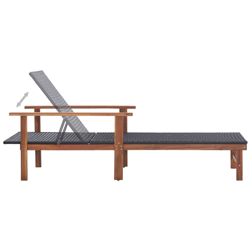 vidaXL Solid Acacia Wood Sun Lounger in Black