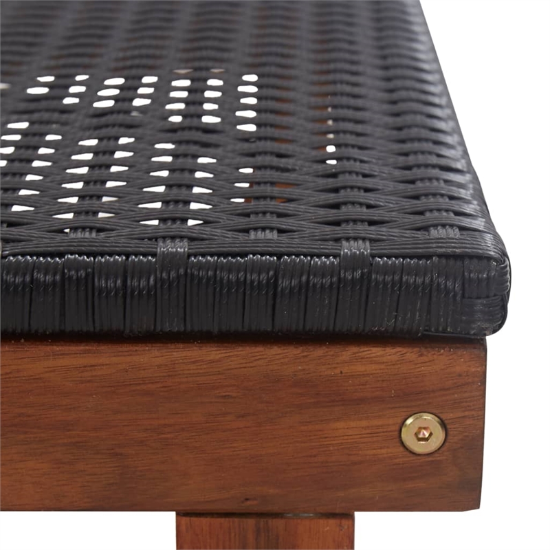 vidaXL Solid Acacia Wood Sun Lounger in Black