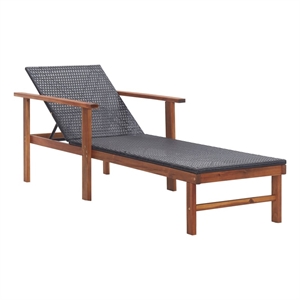 vidaXL Solid Acacia Wood Sun Lounger in Black