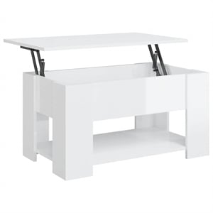 vidaXL Engineered wood Medium Convertible Coffee Table in High Gloss White