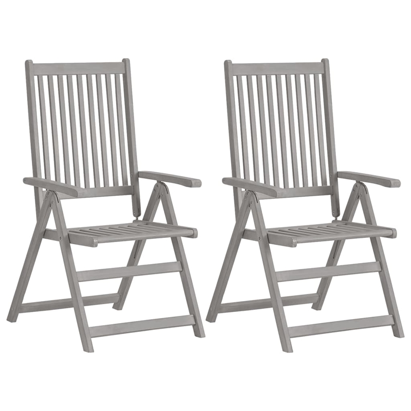 vidaXL Solid Acacia Wood Garden Chair in Gray (Set of 2)