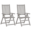 vidaXL Solid Acacia Wood Garden Chair in Gray (Set of 2)