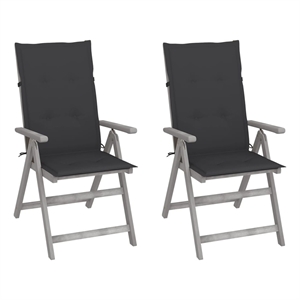 vidaXL Solid Acacia Wood Garden Chair in Gray (Set of 2)