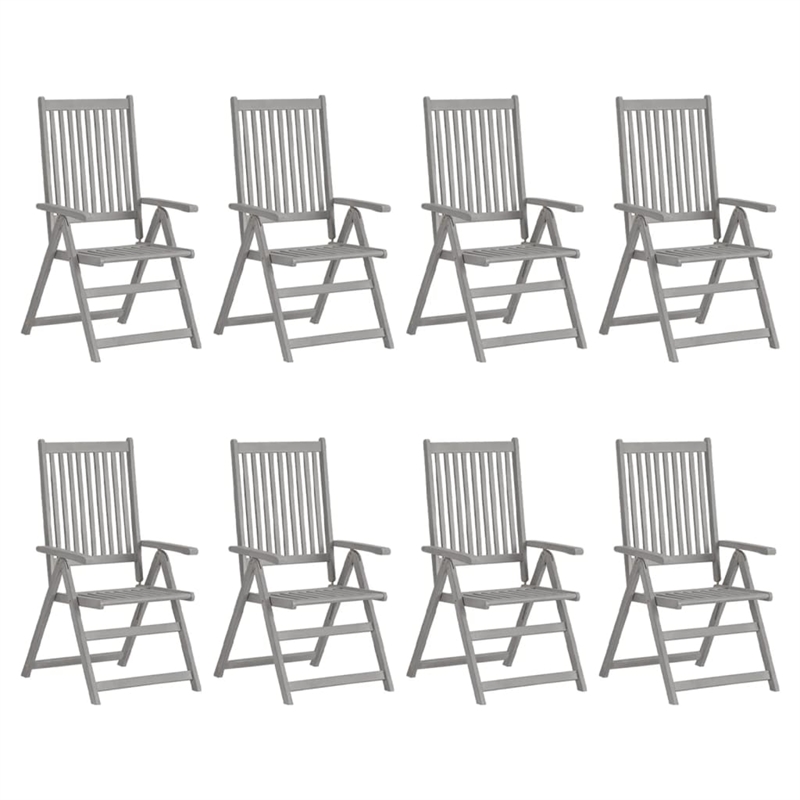 vidaXL Garden Chair in Gray (Set of 8)