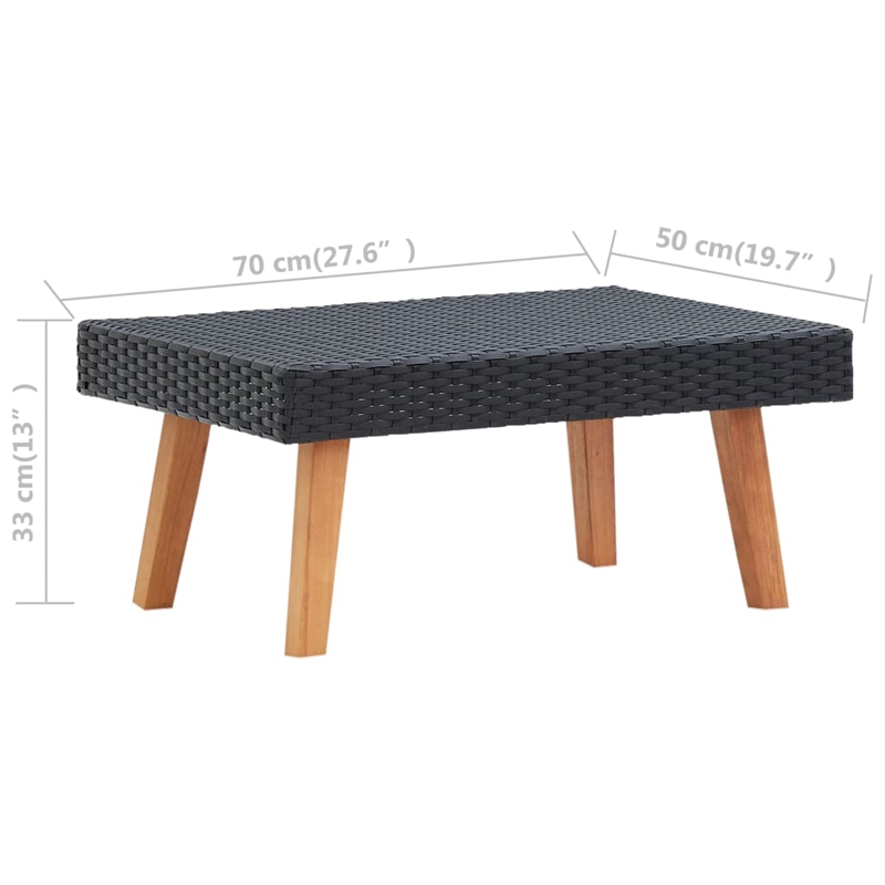 vidaXL PE Rattan Coffee Table in Black