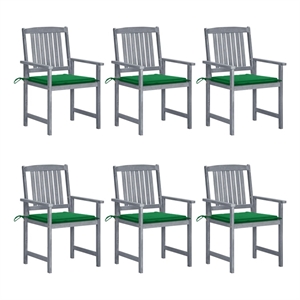 vidaXL Solid Acacia Wood Patio Chair in Gray (Set of 6)