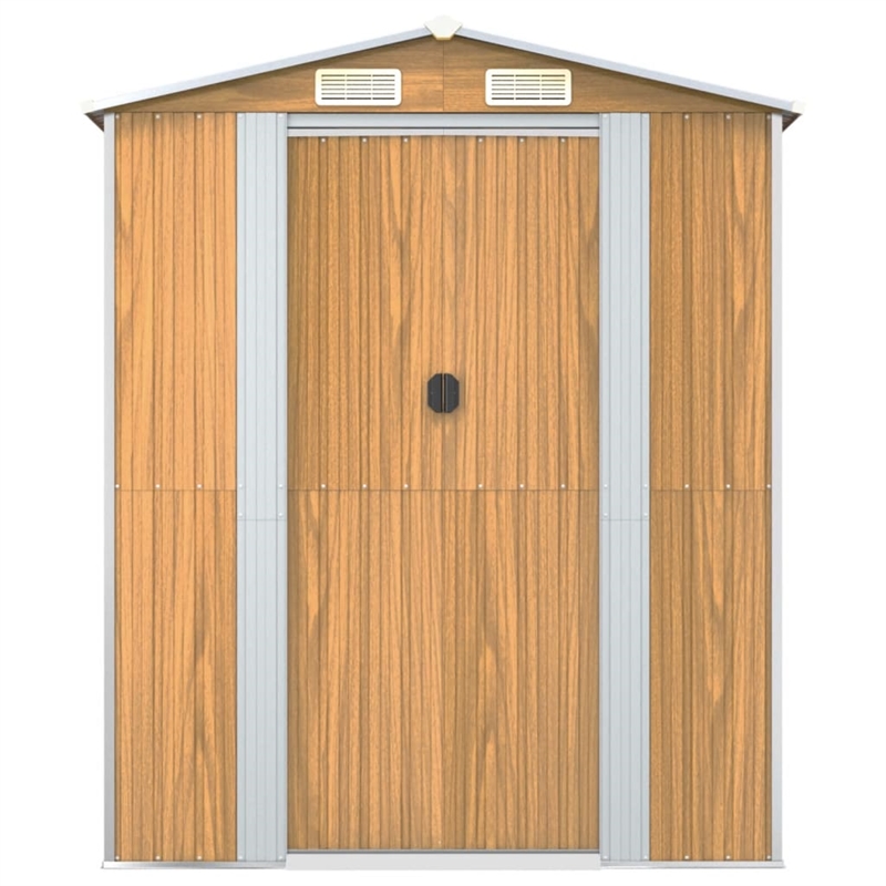 vidaXL Galvanized Steel Large Garden Shed in Light Brown