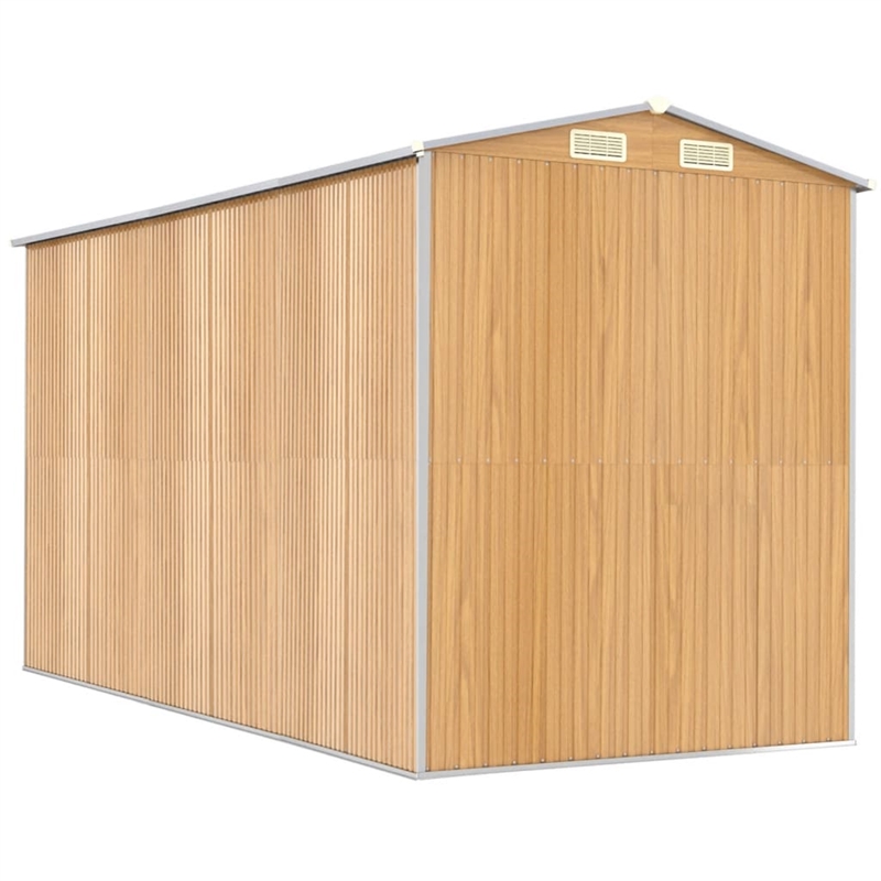 vidaXL Galvanized Steel Large Garden Shed in Light Brown