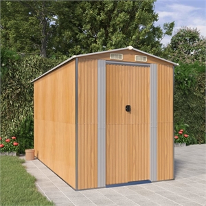 vidaXL Galvanized Steel Large Garden Shed in Light Brown