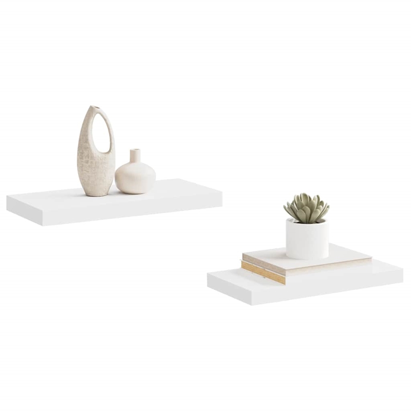 vidaXL MDF and Metal Wall Shelf in White Honeycomb (Set of 2)