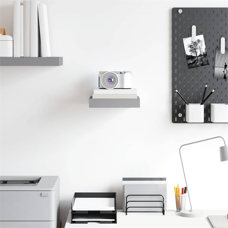 vidaXL MDF and Metal Wall Shelf in Grey Honeycomb